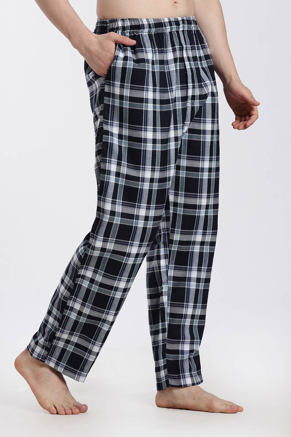 Enhance Men’s Cotton Blend Night Pants – Checked Pyjama Pants with Drawstring & Dual Side Pockets | Comfortable Men’s Nightwear & Lounge Pants - NP01