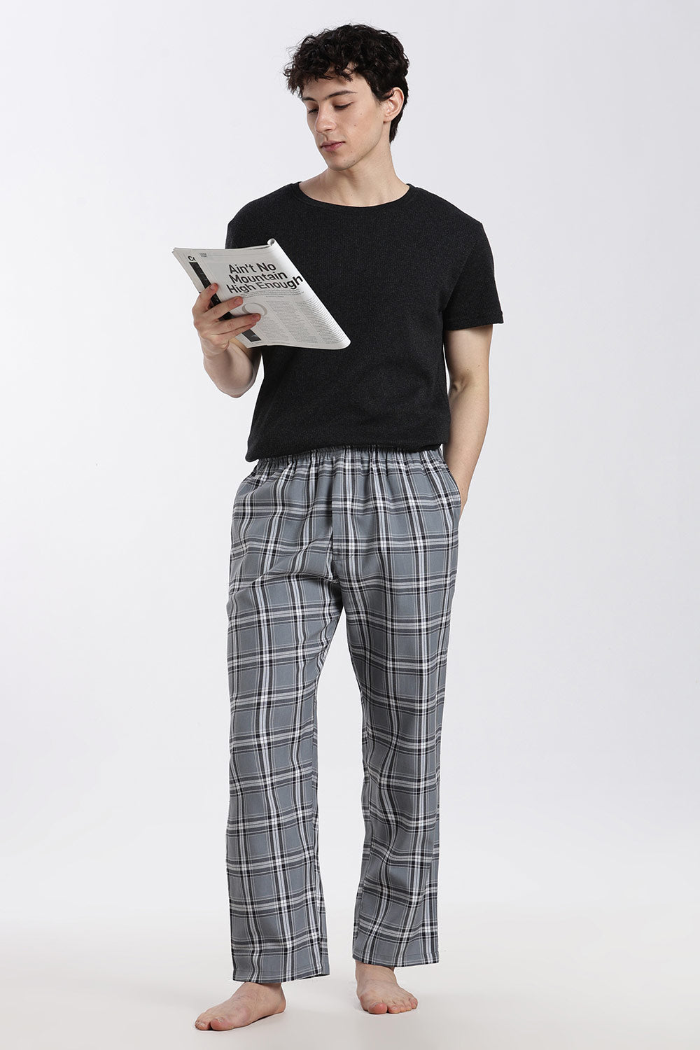 Enhance Men’s Cotton Blend Night Pants – Checked Pyjama Pants with Drawstring & Dual Side Pockets | Comfortable Men’s Nightwear & Lounge Pants - NP01