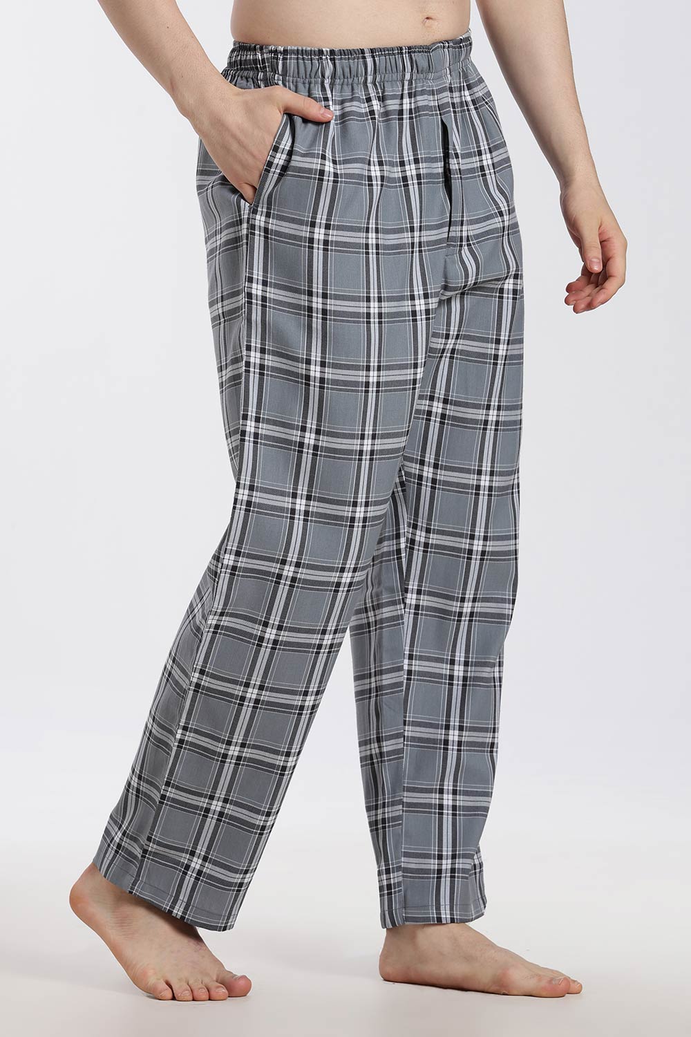 Enhance Men’s Cotton Blend Night Pants – Checked Pyjama Pants with Drawstring & Dual Side Pockets | Comfortable Men’s Nightwear & Lounge Pants - NP01