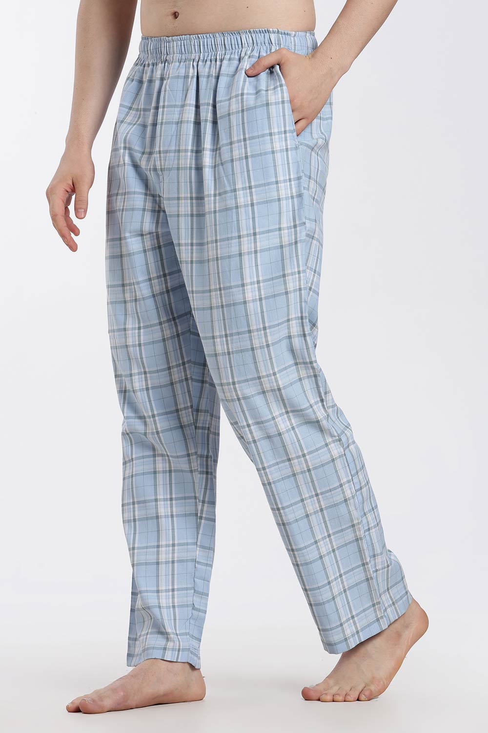Enhance Men’s Cotton Blend Night Pants – Checked Pyjama Pants with Drawstring & Dual Side Pockets | Comfortable Men’s Nightwear & Lounge Pants - NP01