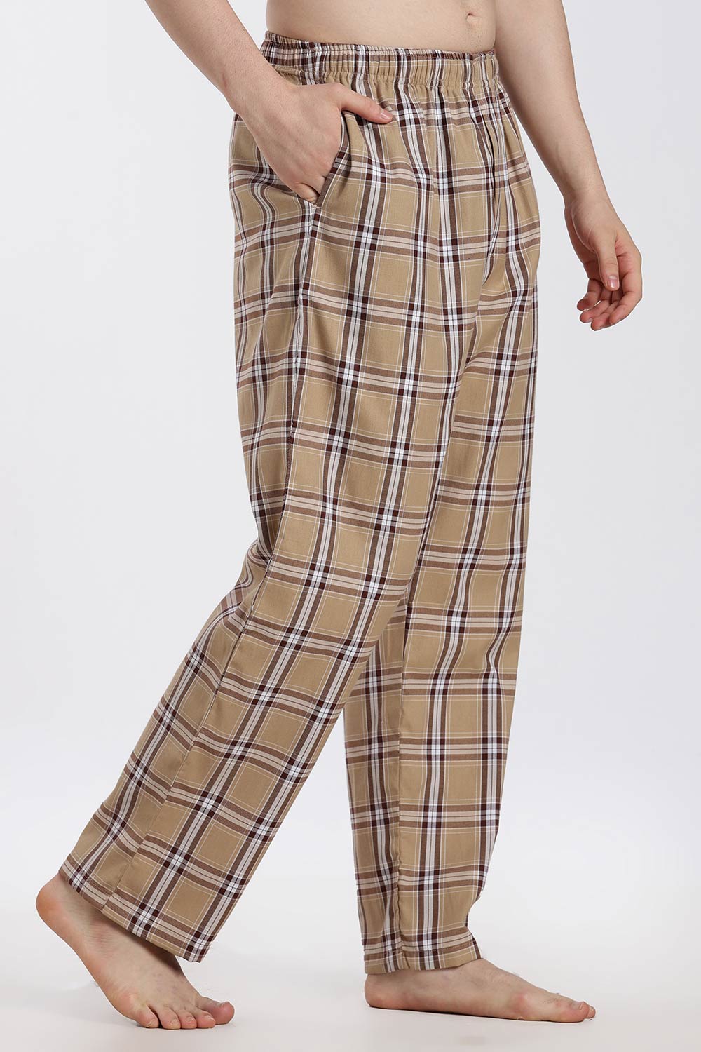 Enhance Men’s Cotton Blend Night Pants – Checked Pyjama Pants with Drawstring & Dual Side Pockets | Comfortable Men’s Nightwear & Lounge Pants - NP01