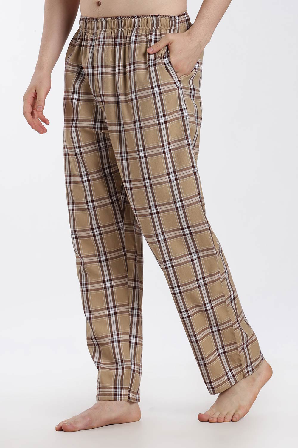 Enhance Men’s Cotton Blend Night Pants – Checked Pyjama Pants with Drawstring & Dual Side Pockets | Comfortable Men’s Nightwear & Lounge Pants - NP01