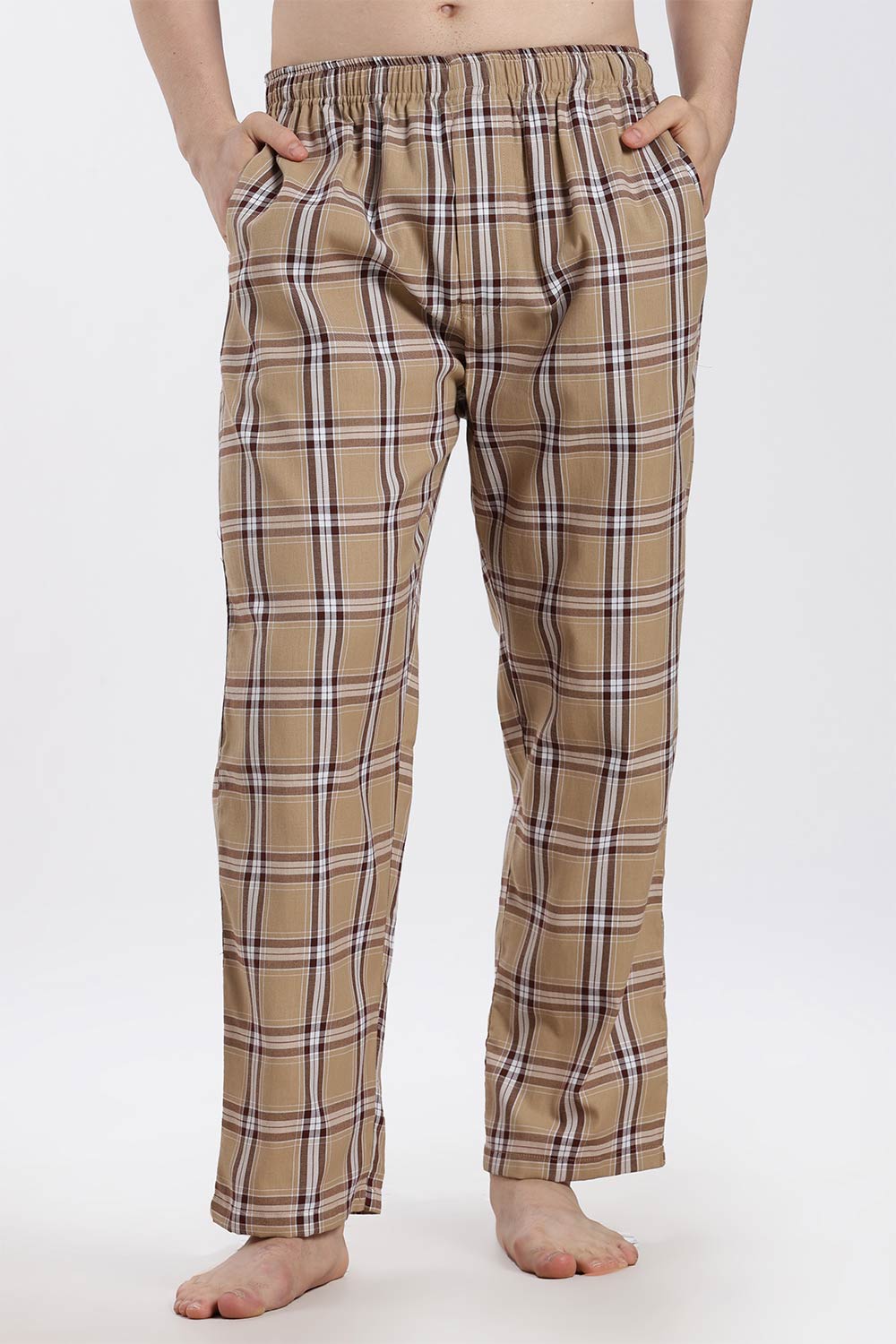 Enhance Men’s Cotton Blend Night Pants – Checked Pyjama Pants with Drawstring & Dual Side Pockets | Comfortable Men’s Nightwear & Lounge Pants - NP01