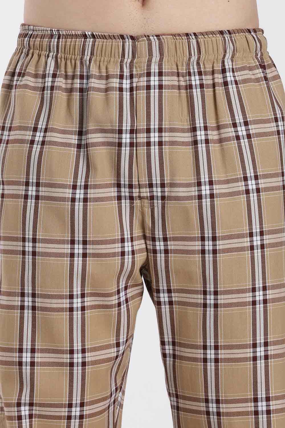 Enhance Men’s Cotton Blend Night Pants – Checked Pyjama Pants with Drawstring & Dual Side Pockets | Comfortable Men’s Nightwear & Lounge Pants - NP01