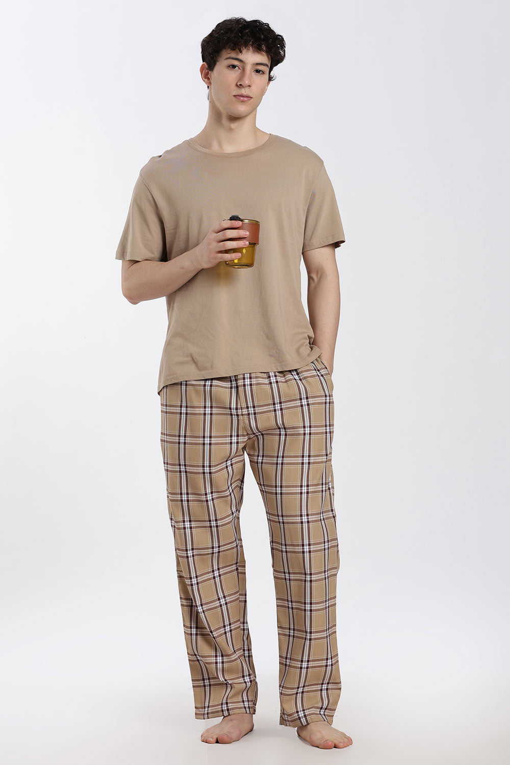 Enhance Men’s Cotton Blend Night Pants – Checked Pyjama Pants with Drawstring & Dual Side Pockets | Comfortable Men’s Nightwear & Lounge Pants - NP01