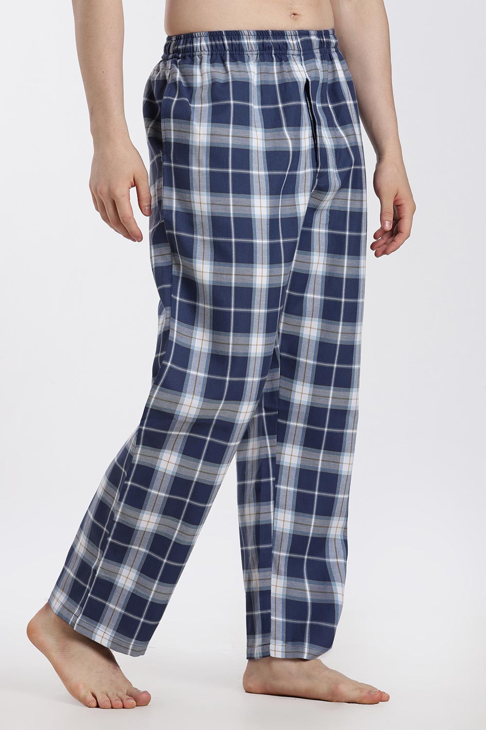 Enhance Men’s Cotton Blend Night Pants – Checked Pyjama Pants with Drawstring & Dual Side Pockets | Comfortable Men’s Nightwear & Lounge Pants - NP01