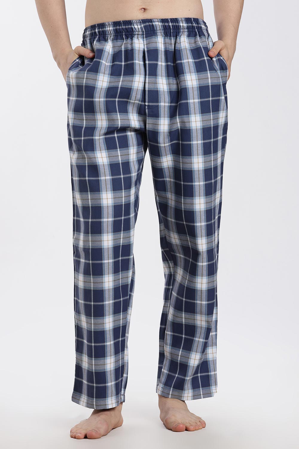 Enhance Men’s Cotton Blend Night Pants – Checked Pyjama Pants with Drawstring & Dual Side Pockets | Comfortable Men’s Nightwear & Lounge Pants - NP01