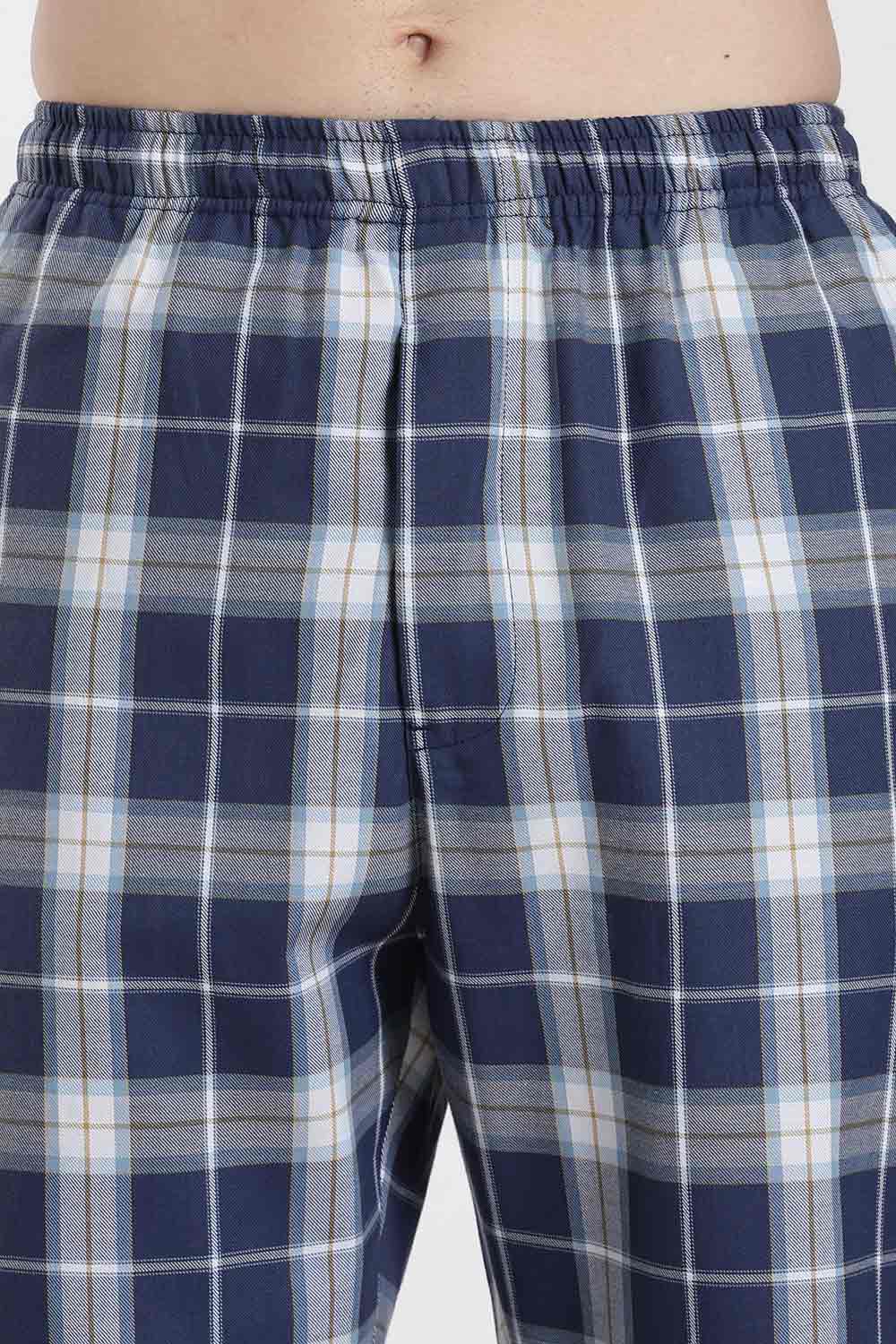 Enhance Men’s Cotton Blend Night Pants – Checked Pyjama Pants with Drawstring & Dual Side Pockets | Comfortable Men’s Nightwear & Lounge Pants - NP01