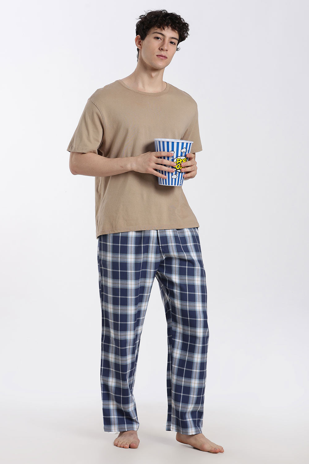 Enhance Men’s Cotton Blend Night Pants – Checked Pyjama Pants with Drawstring & Dual Side Pockets | Comfortable Men’s Nightwear & Lounge Pants - NP01