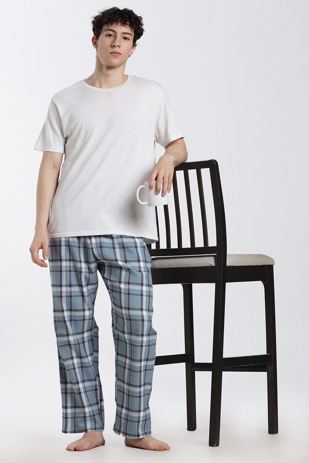 Enhance Men’s Cotton Blend Night Pants – Checked Pyjama Pants with Drawstring & Dual Side Pockets | Comfortable Men’s Nightwear & Lounge Pants - NP01