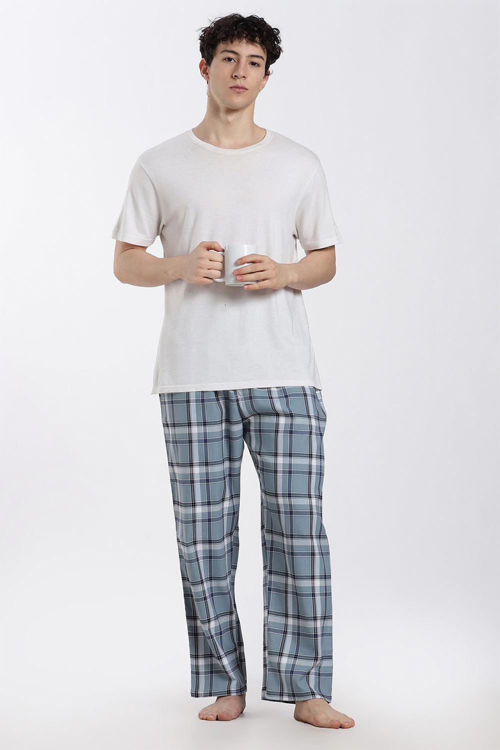 Enhance Men’s Cotton Blend Night Pants – Checked Pyjama Pants with Drawstring & Dual Side Pockets | Comfortable Men’s Nightwear & Lounge Pants - NP01