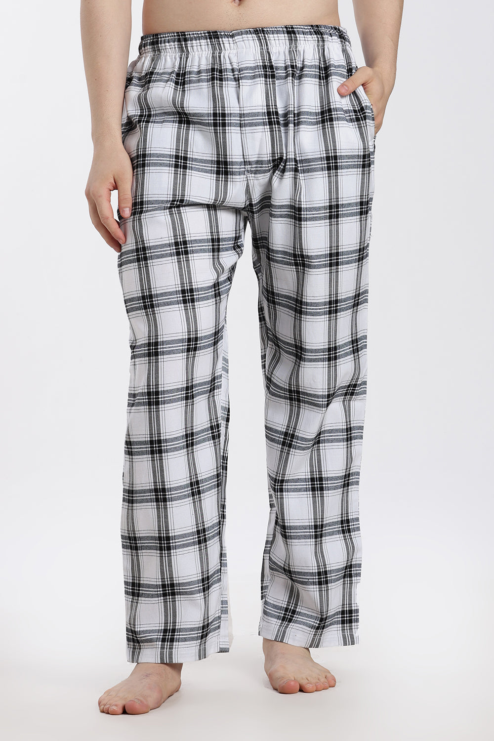 Enhance Men’s Cotton Blend Night Pants – Checked Pyjama Pants with Drawstring & Dual Side Pockets | Comfortable Men’s Nightwear & Lounge Pants - NP01