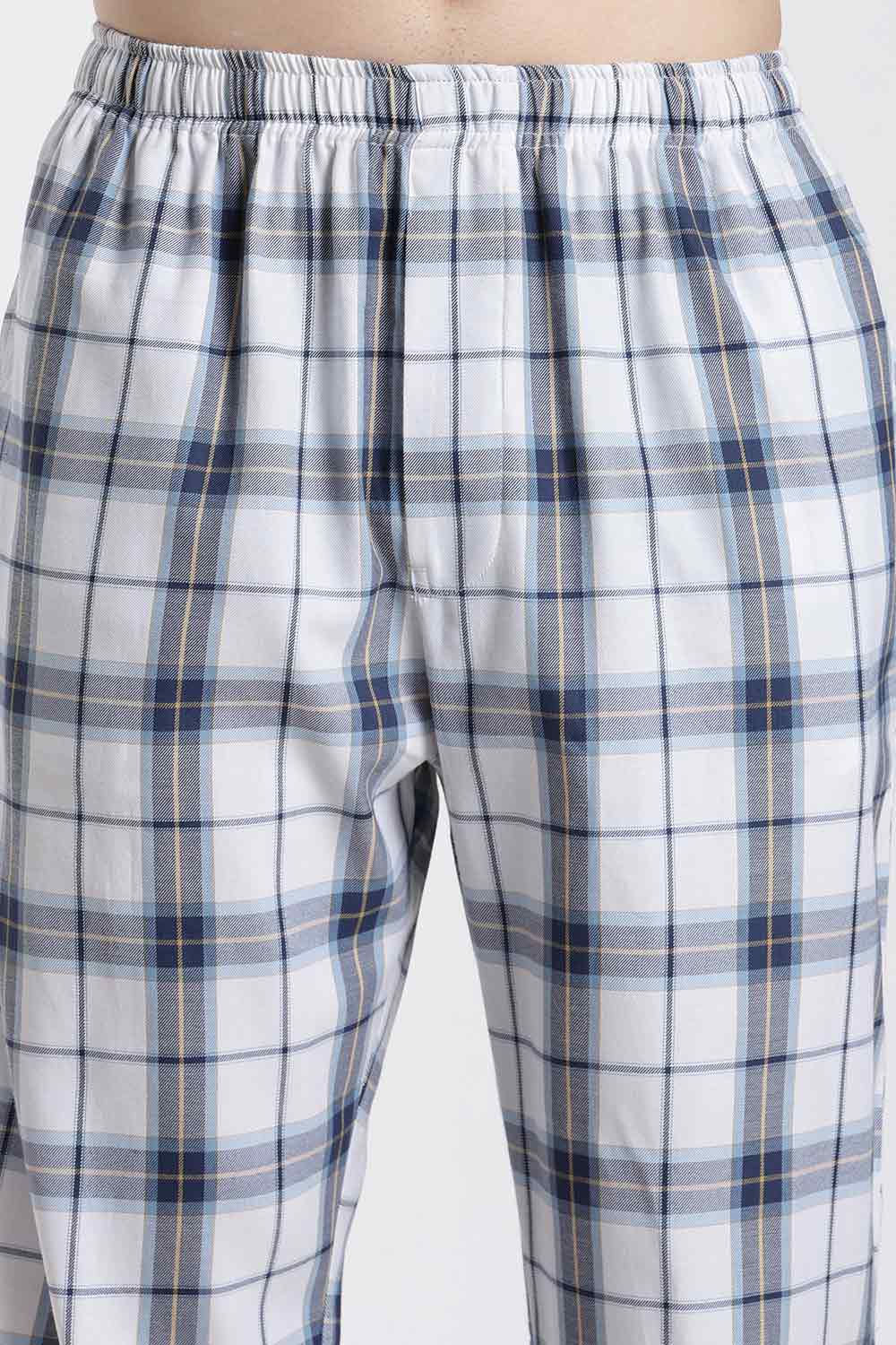 Enhance Men’s Cotton Blend Night Pants – Checked Pyjama Pants with Drawstring & Dual Side Pockets | Comfortable Men’s Nightwear & Lounge Pants - NP01