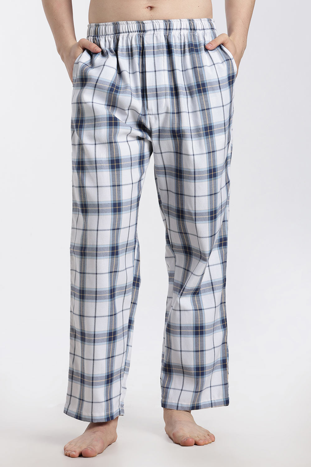 Enhance Men’s Cotton Blend Night Pants – Checked Pyjama Pants with Drawstring & Dual Side Pockets | Comfortable Men’s Nightwear & Lounge Pants - NP01