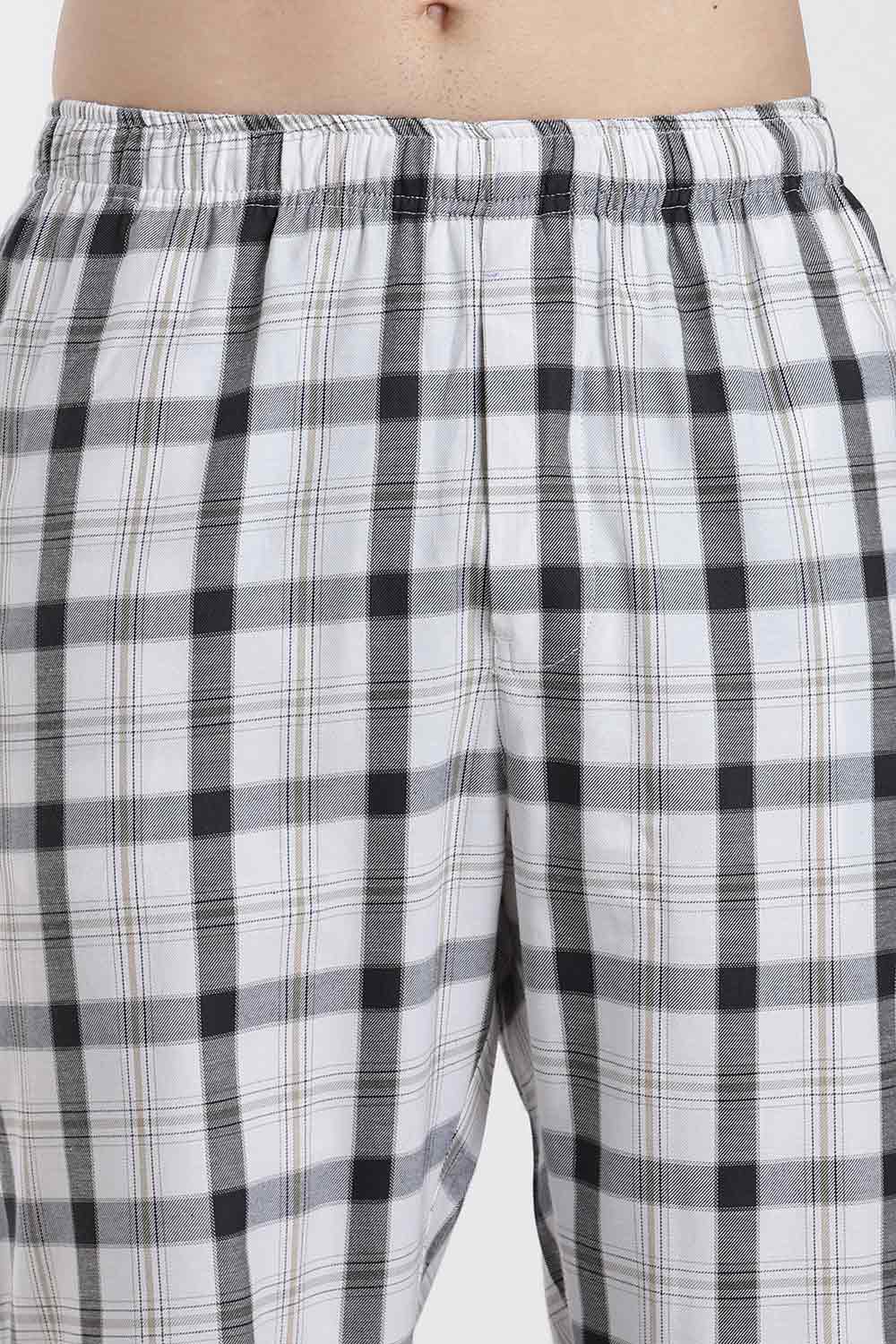 Enhance Men’s Cotton Blend Night Pants – Checked Pyjama Pants with Drawstring & Dual Side Pockets | Comfortable Men’s Nightwear & Lounge Pants - NP01