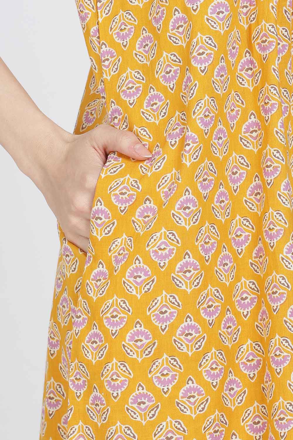 Naidu Hall Women’s Full-Length Cotton Blend Nighty | V-Neck Mandarin Collar, Puff Sleeves, Floral Print
- NB13