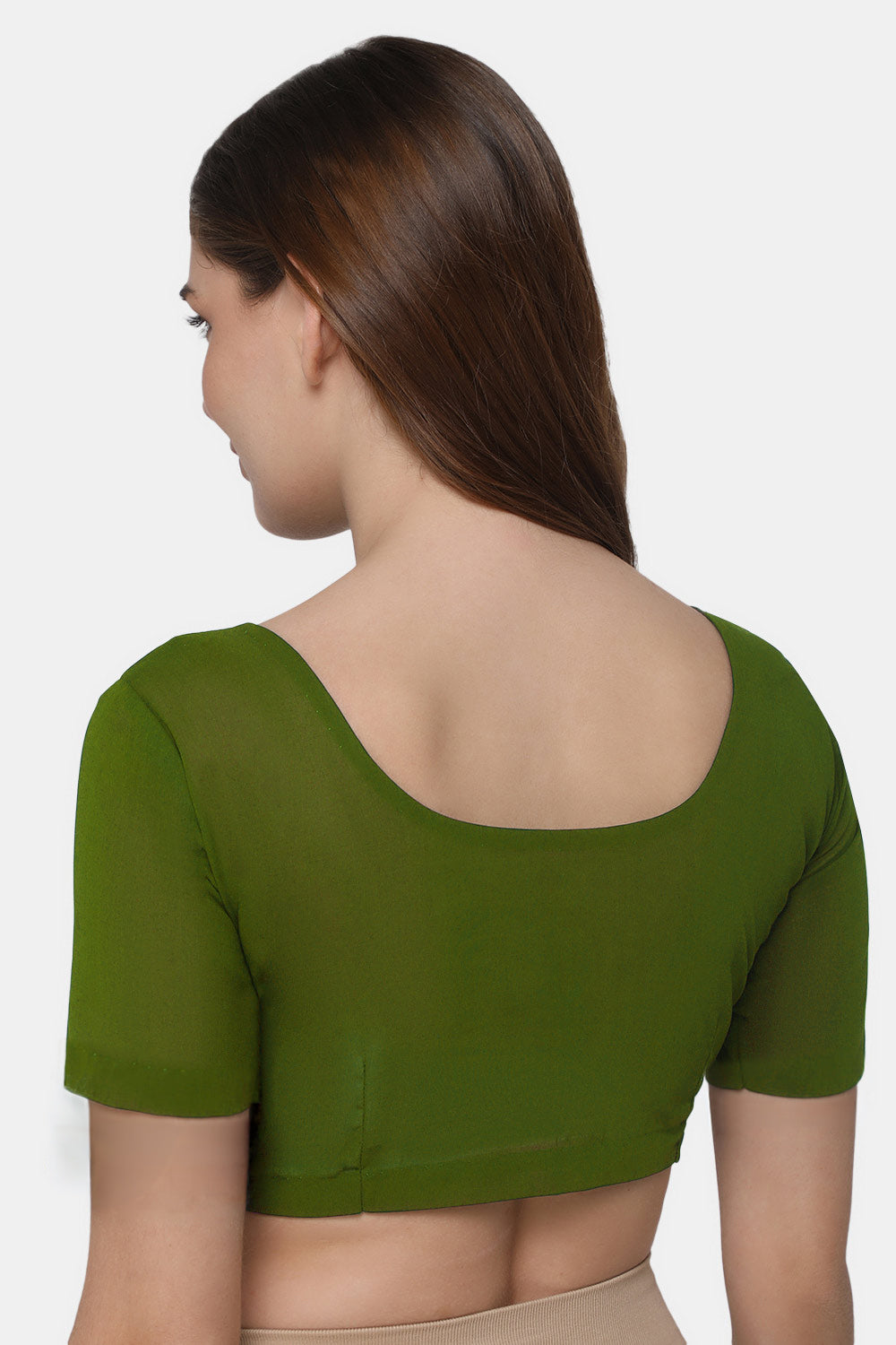 Naidu Hall Women's 2x2 Cotton Saree Blouse | Readymade Round Neck Short Sleeve Woven Cotton Blouse | Plain Traditional Blouse for Cotton, Handloom & Linen Sarees - RNRE