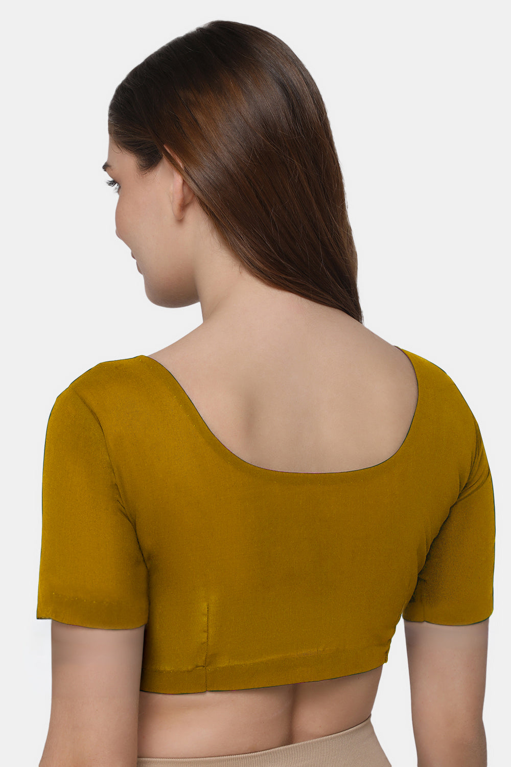Naidu Hall Women's 2x2 Cotton Saree Blouse | Readymade Round Neck Short Sleeve Woven Cotton Blouse | Plain Traditional Blouse for Cotton, Handloom & Linen Sarees - RNRE