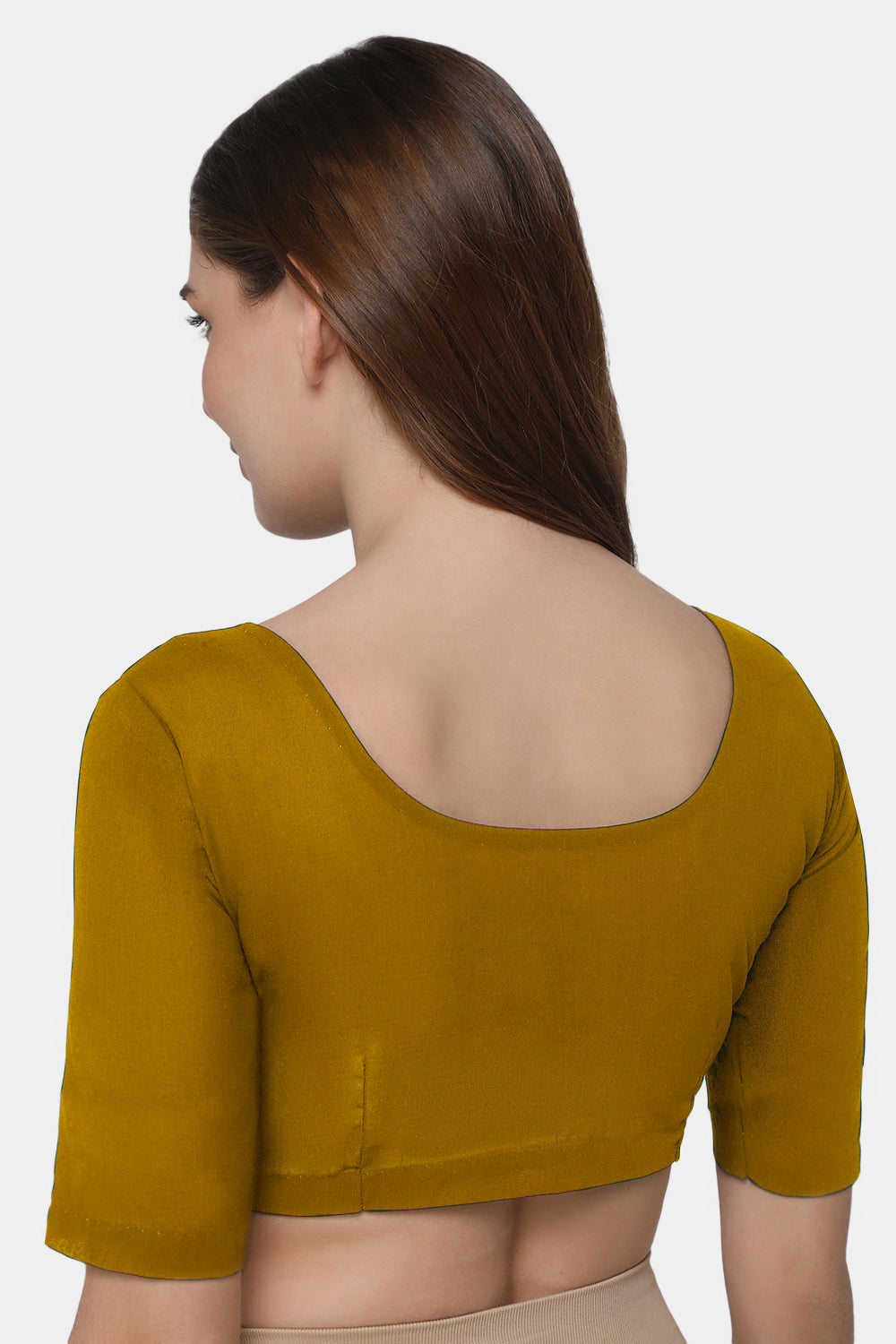 Naidu Hall Women's 2x2 Cotton Saree Blouse | Readymade Round Neck Short Sleeve Woven Cotton Blouse | Plain Traditional Blouse for Cotton, Handloom & Linen Sarees - RNRE