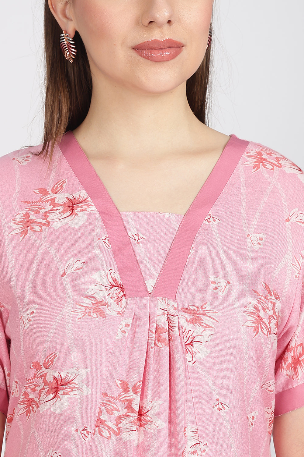 Naidu Hall Women’s Alpine Printed Cotton Nighty | Full-Length V-Neck Daily Wear & Sleepwear Nightdress
- NB18