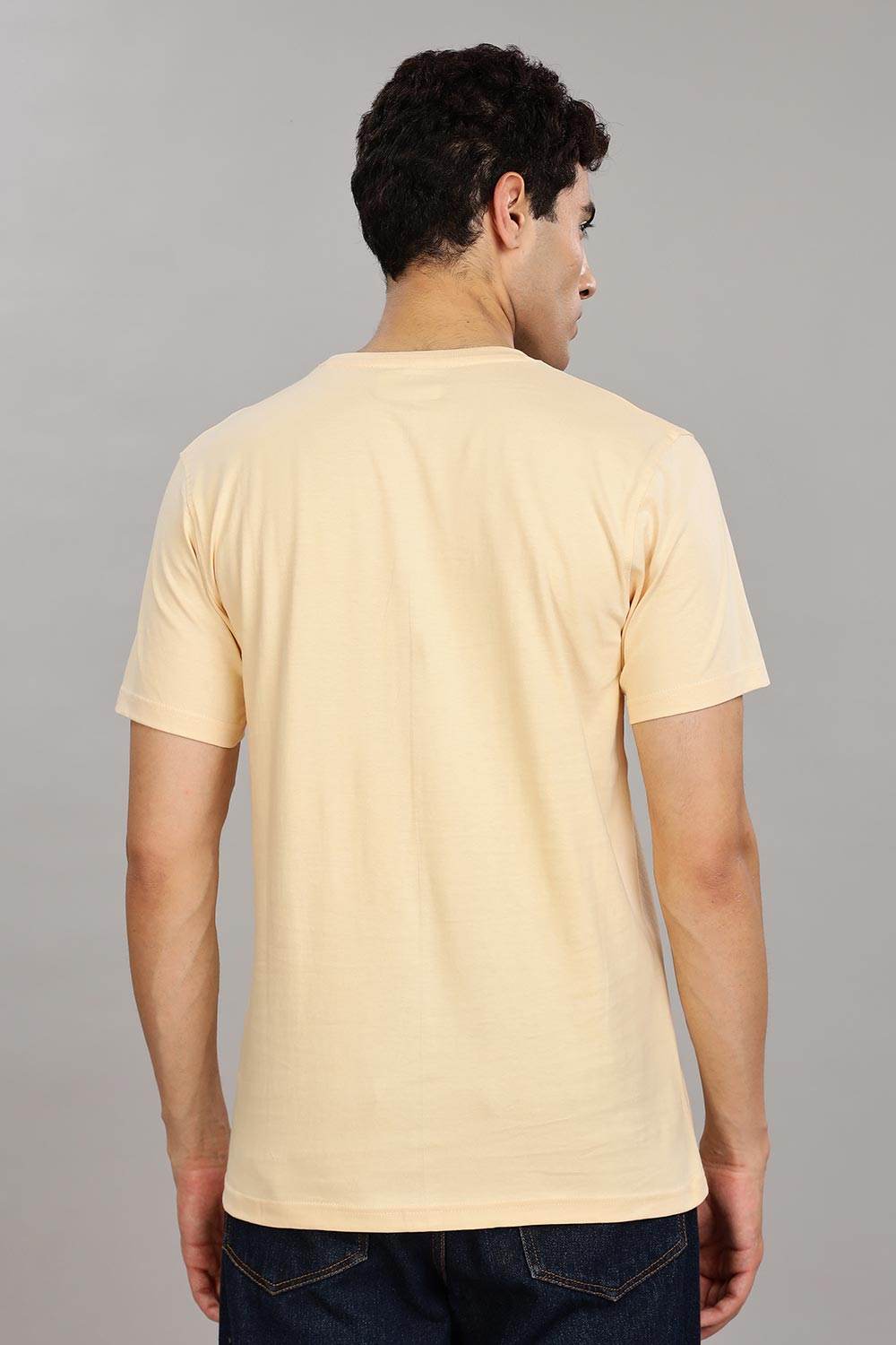 Enhance Men's 100% Cotton Typography Print T-Shirt with Round Neck and Half Sleeves – Everyday Wear - Beige - T105 - Naidu Hall Family Store