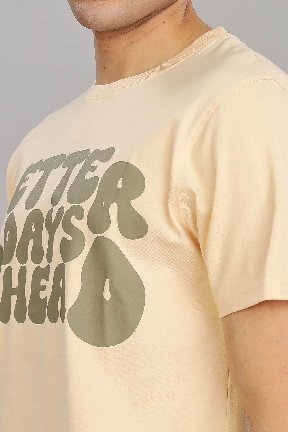 Enhance Men's 100% Cotton Typography Print T-Shirt with Round Neck and Half Sleeves – Everyday Wear - Beige - T105 - Naidu Hall Family Store