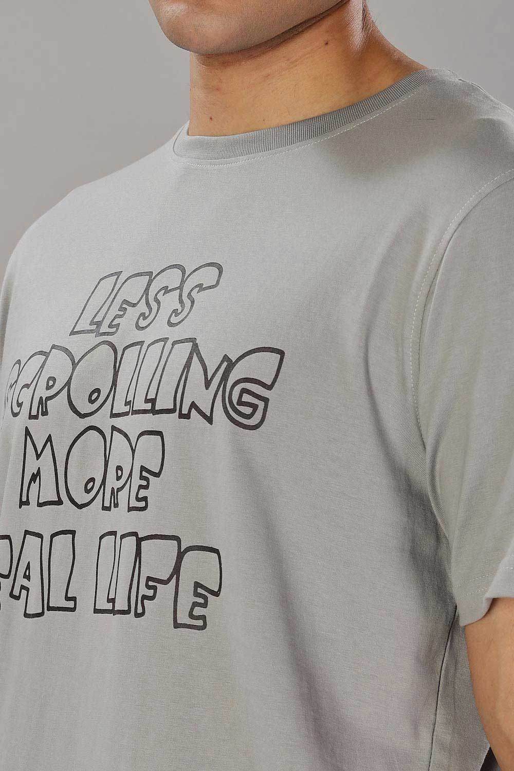 Enhance Men's Cotton T-Shirt with Typography Print – Round Neck Half Sleeve Everyday Wear - Grey - T108 - Naidu Hall Family Store
