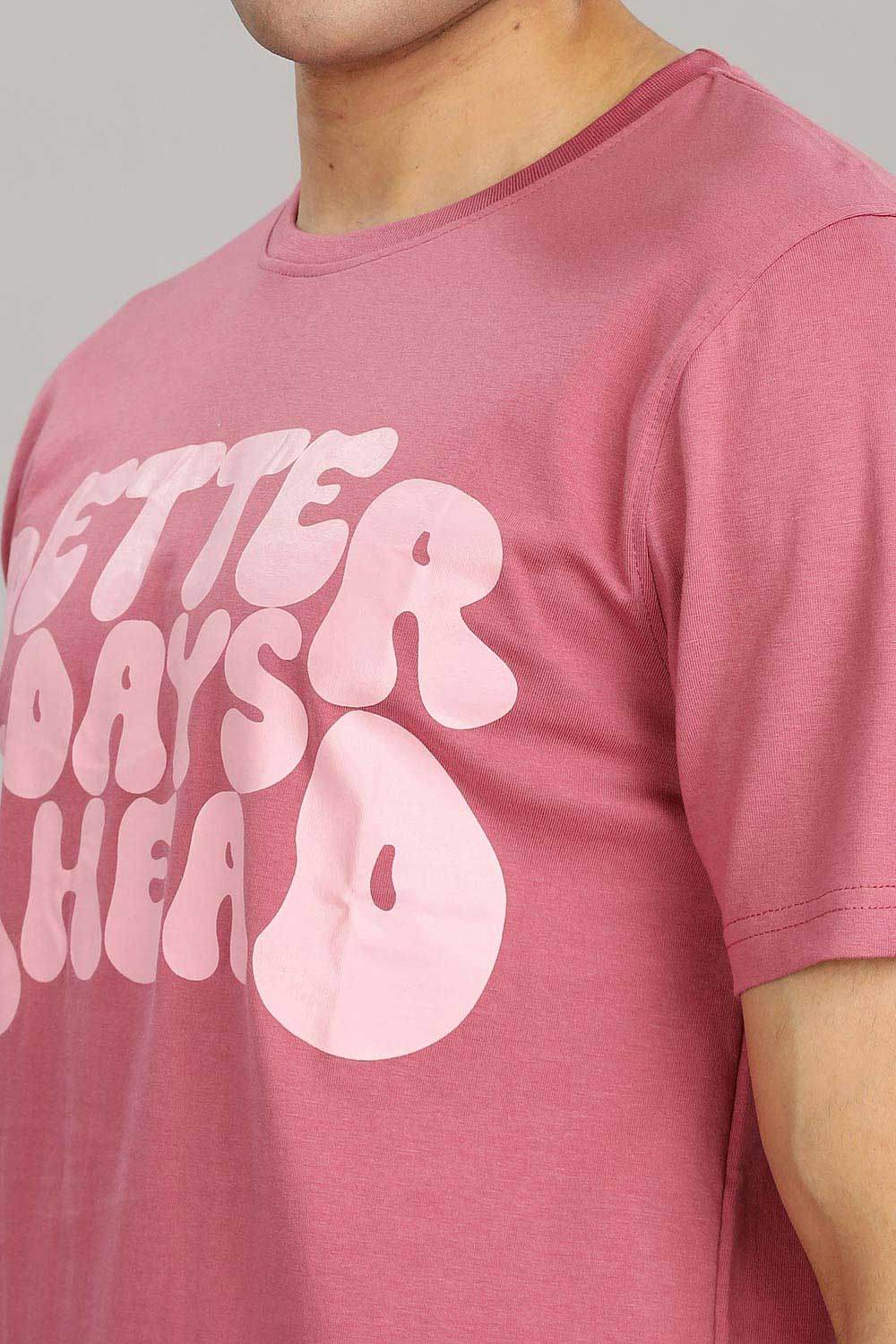 Enhance Men's 100% Cotton Typography Print T-Shirt with Round Neck and Half Sleeves – Everyday Wear - Dark Pink - T106 - Naidu Hall Family Store