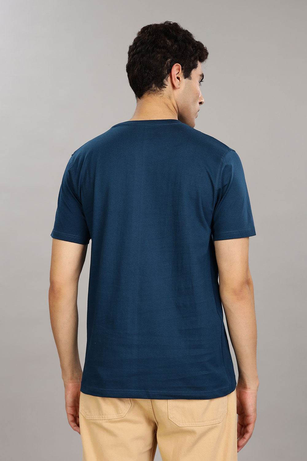 Enhance Men's Cotton T-Shirt with Typography Print – Round Neck Half Sleeve Everyday Wear - Navy - T107 - Naidu Hall Family Store