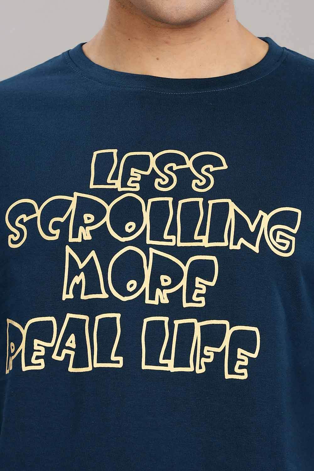 Enhance Men's Cotton T-Shirt with Typography Print – Round Neck Half Sleeve Everyday Wear - Navy - T107 - Naidu Hall Family Store