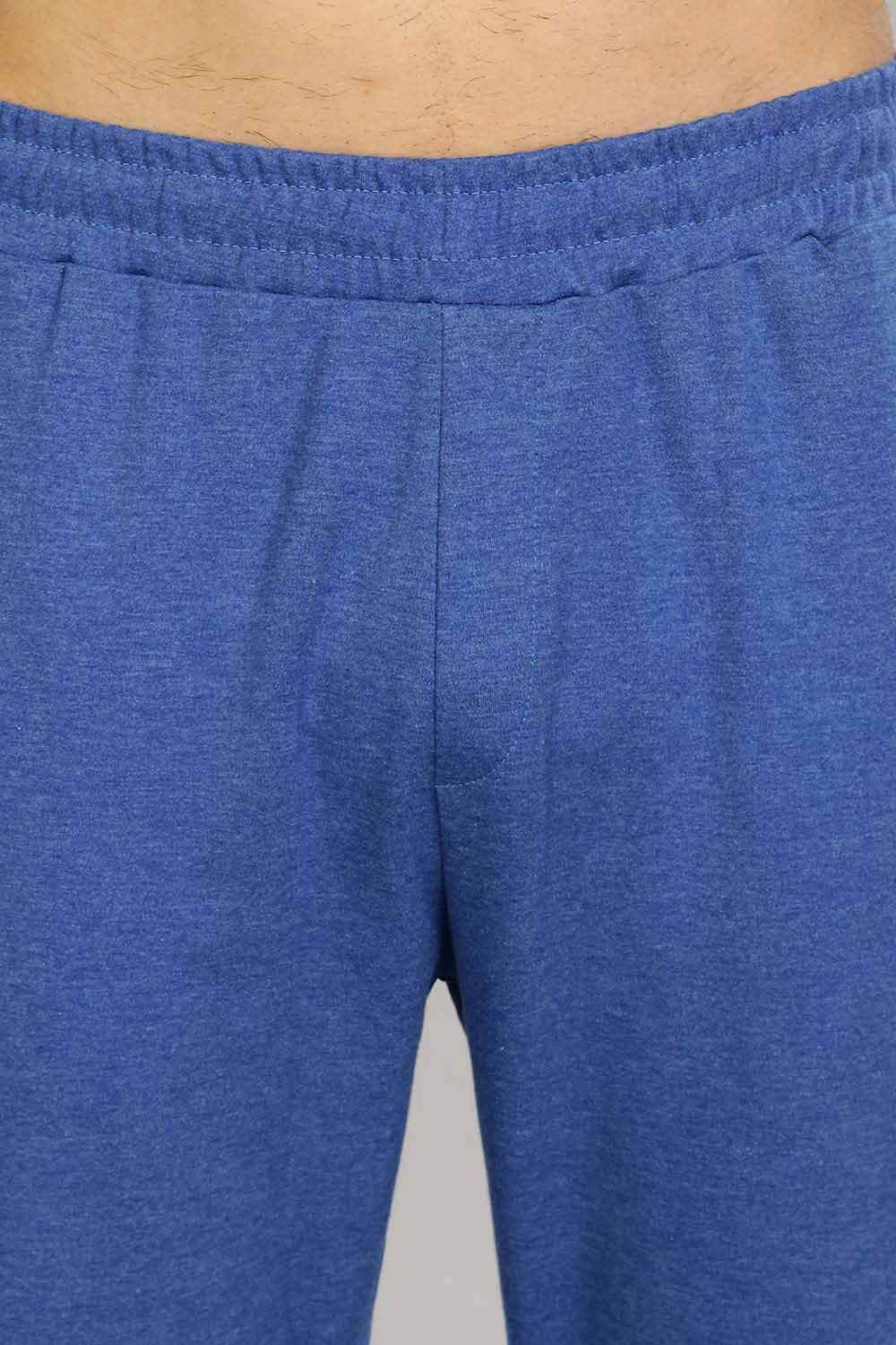 Enhance Men's Cotton Blend Knitted Track Pants with Zipper Pocket and Drawstring – Daily Wear & Sleepwear - Blue - T103 - Naidu Hall Family Store
