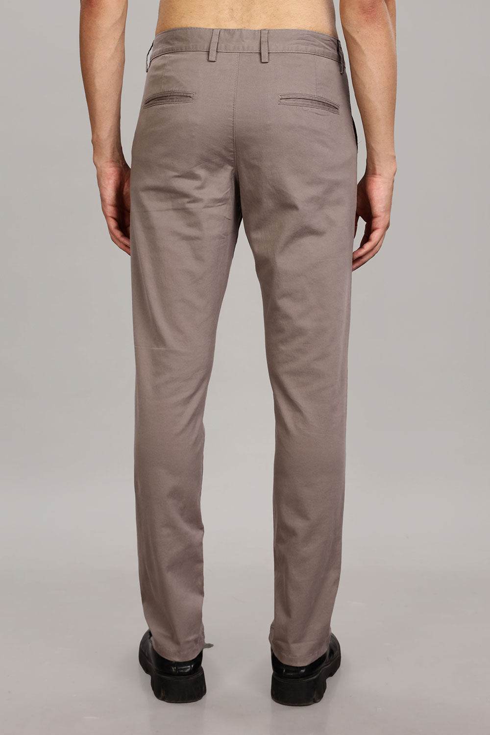 Enhance Men's Grey Cotton Stretch Trousers with Zipper Fly and Side Pockets – Office to Casual Wear - Grey - R405 - Naidu Hall Family Store