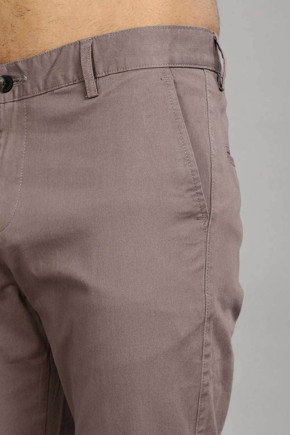 Enhance Men's Grey Cotton Stretch Trousers with Zipper Fly and Side Pockets – Office to Casual Wear - Grey - R405 - Naidu Hall Family Store