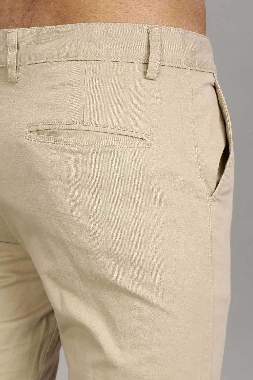 Enhance Men's Grey Cotton Stretch Trousers with Zipper Fly and Side Pockets – Office to Casual Wear - Beige - R407 - Naidu Hall Family Store