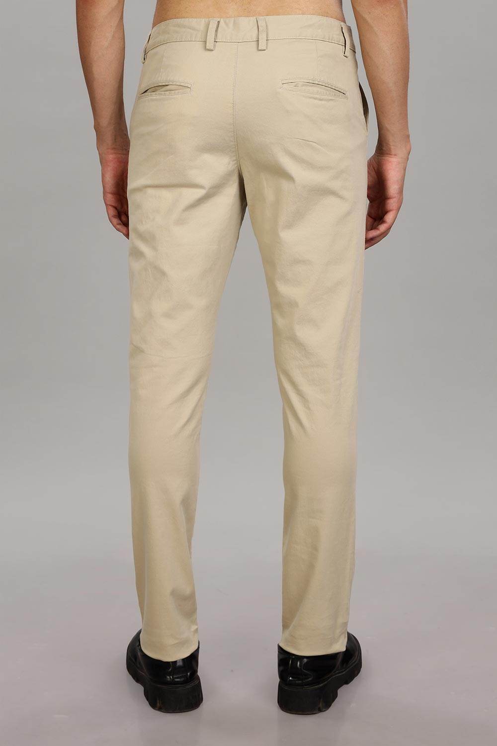 Enhance Men's Grey Cotton Stretch Trousers with Zipper Fly and Side Pockets – Office to Casual Wear - Beige - R407 - Naidu Hall Family Store