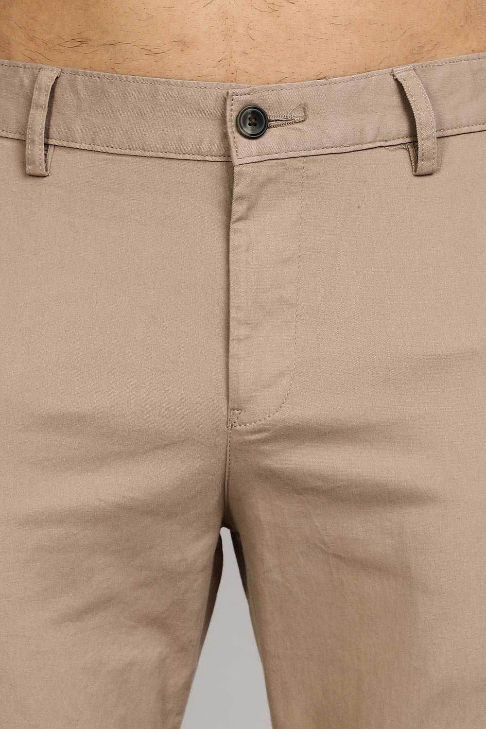 Enhance Men's Grey Cotton Stretch Trousers with Zipper Fly and Side Pockets – Office to Casual Wear - Cream - R406 - Naidu Hall Family Store