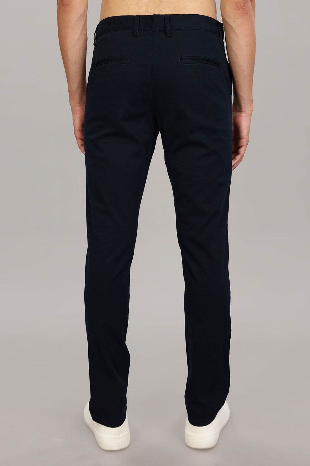 Enhance Men's Grey Cotton Stretch Trousers with Zipper Fly and Side Pockets – Office to Casual Wear - Navy - R403 - Naidu Hall Family Store