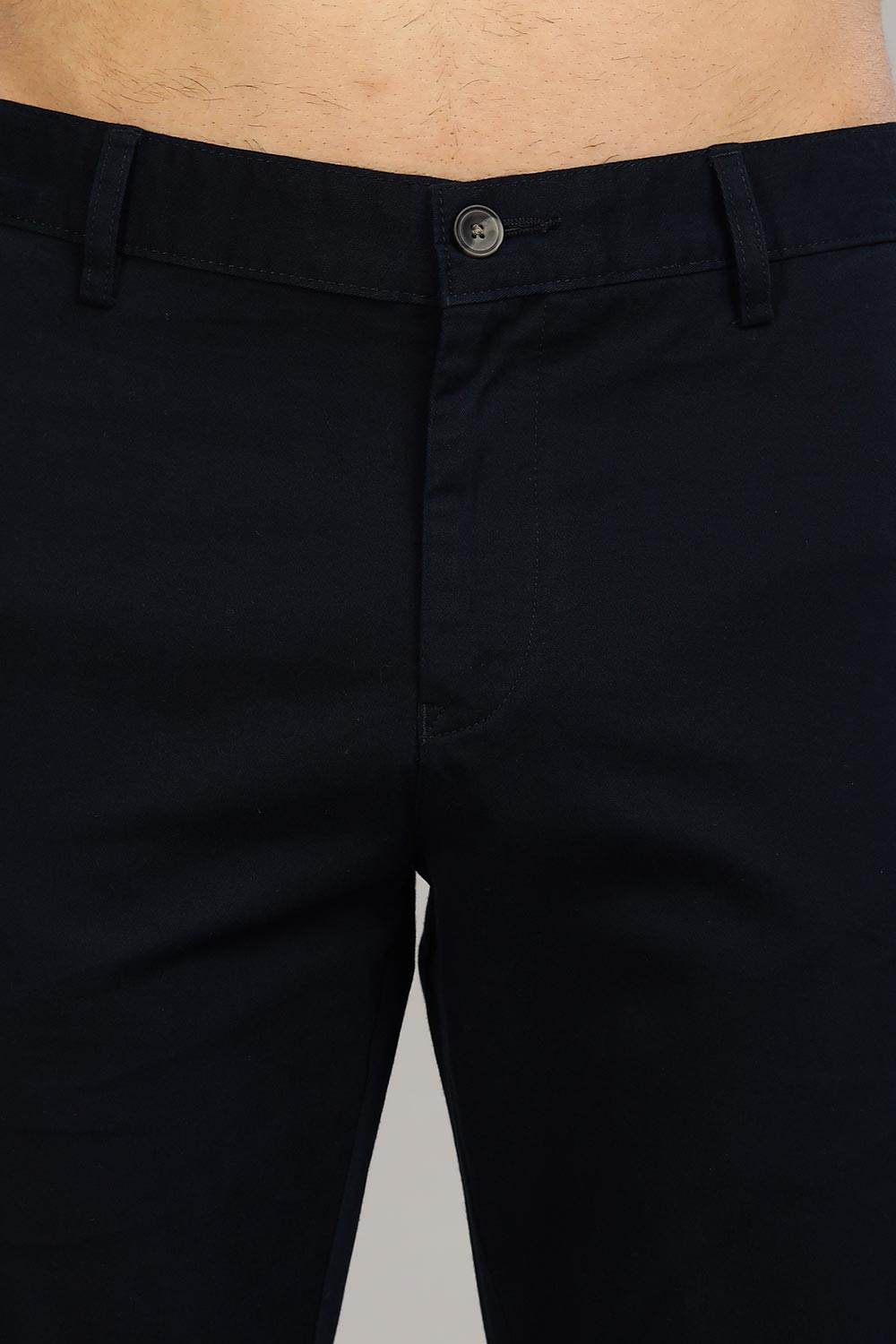 Enhance Men's Grey Cotton Stretch Trousers with Zipper Fly and Side Pockets – Office to Casual Wear - Navy - R403 - Naidu Hall Family Store
