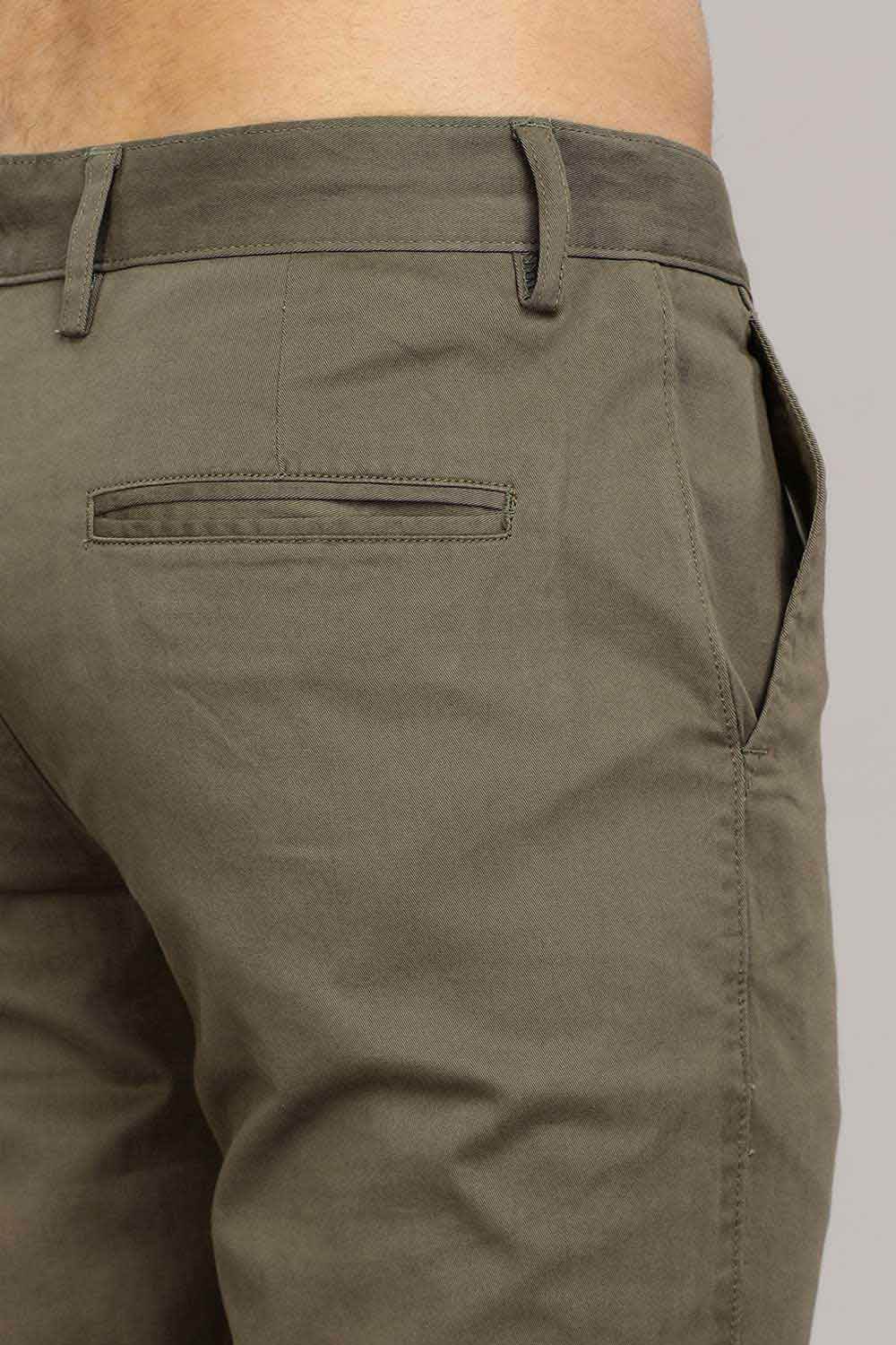 Enhance Men's Grey Cotton Stretch Trousers with Zipper Fly and Side Pockets – Office to Casual Wear - Green - R408 - Naidu Hall Family Store