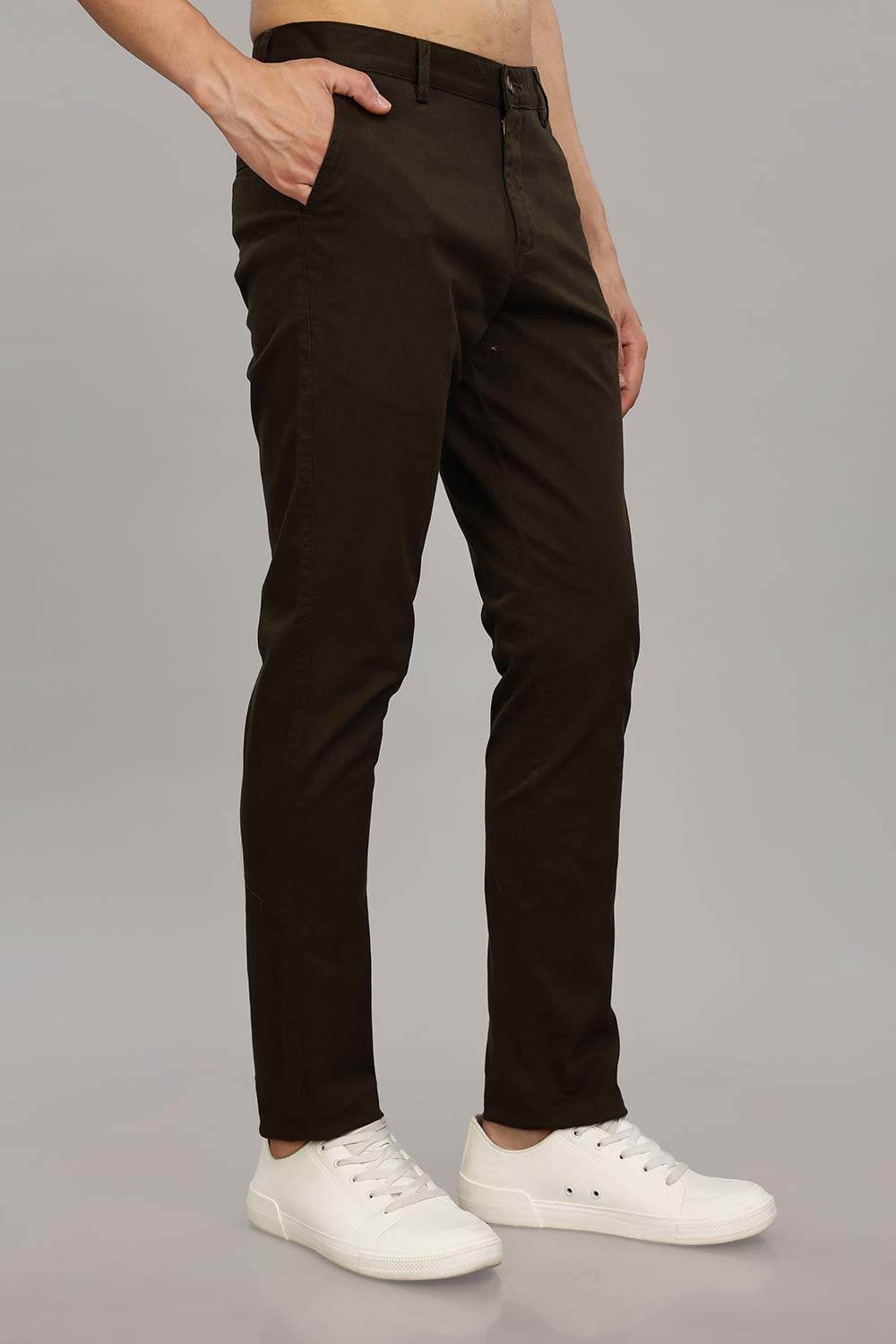 Enhance Men's Grey Cotton Stretch Trousers with Zipper Fly and Side Pockets – Office to Casual Wear - Black - R404 - Naidu Hall Family Store