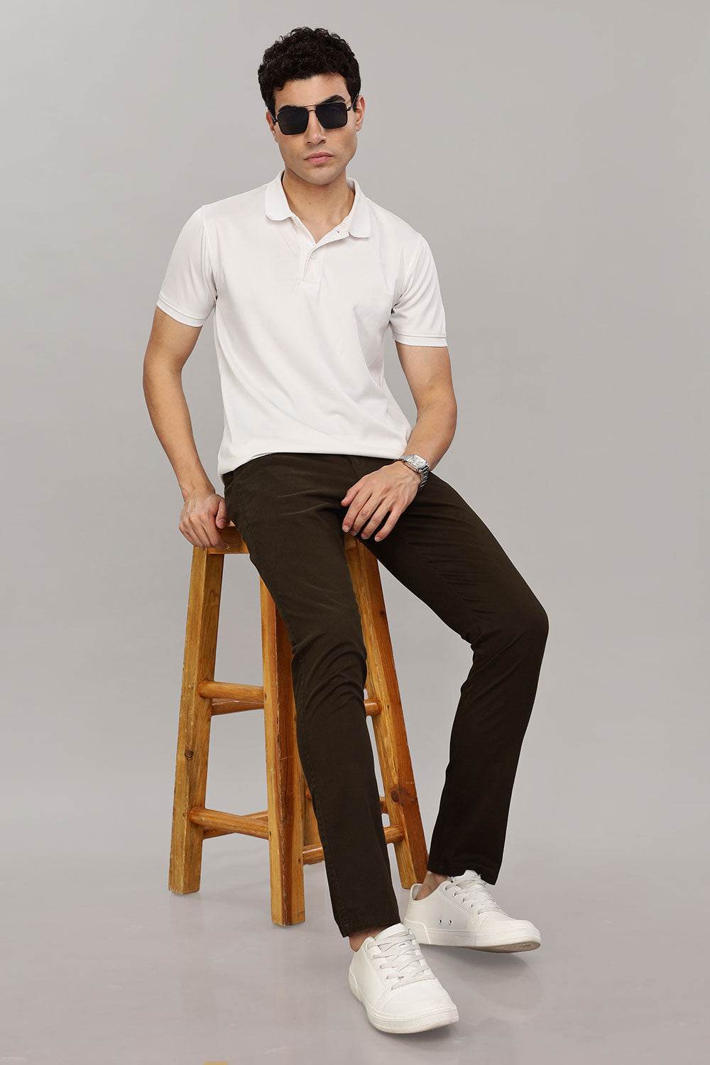 Enhance Men's Grey Cotton Stretch Trousers with Zipper Fly and Side Pockets – Office to Casual Wear - Black - R404 - Naidu Hall Family Store