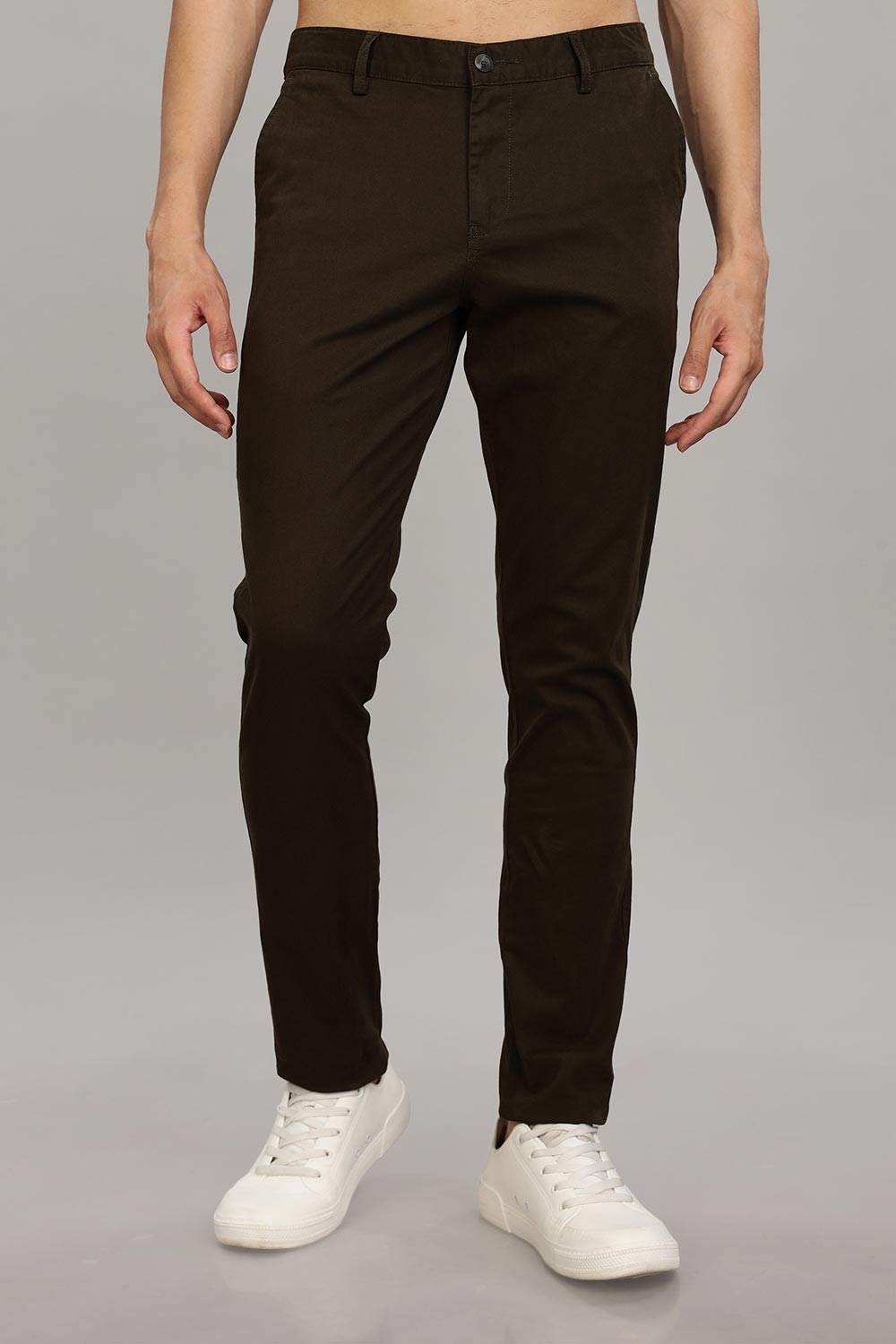 Enhance Men's Grey Cotton Stretch Trousers with Zipper Fly and Side Pockets – Office to Casual Wear - Black - R404 - Naidu Hall Family Store