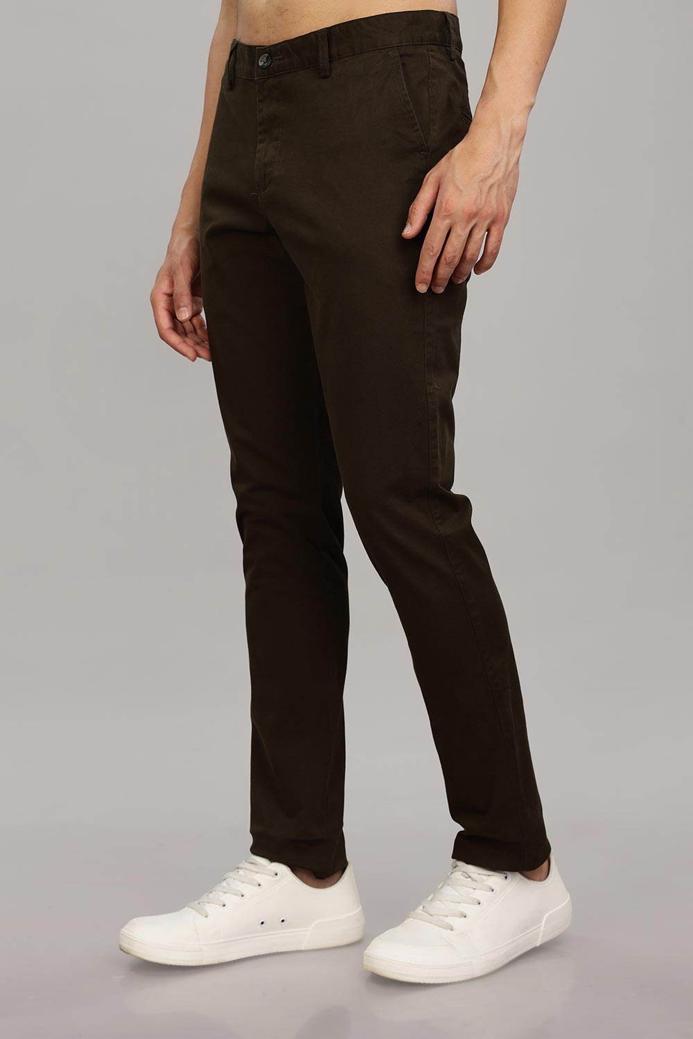 Enhance Men's Grey Cotton Stretch Trousers with Zipper Fly and Side Pockets – Office to Casual Wear - Black - R404 - Naidu Hall Family Store