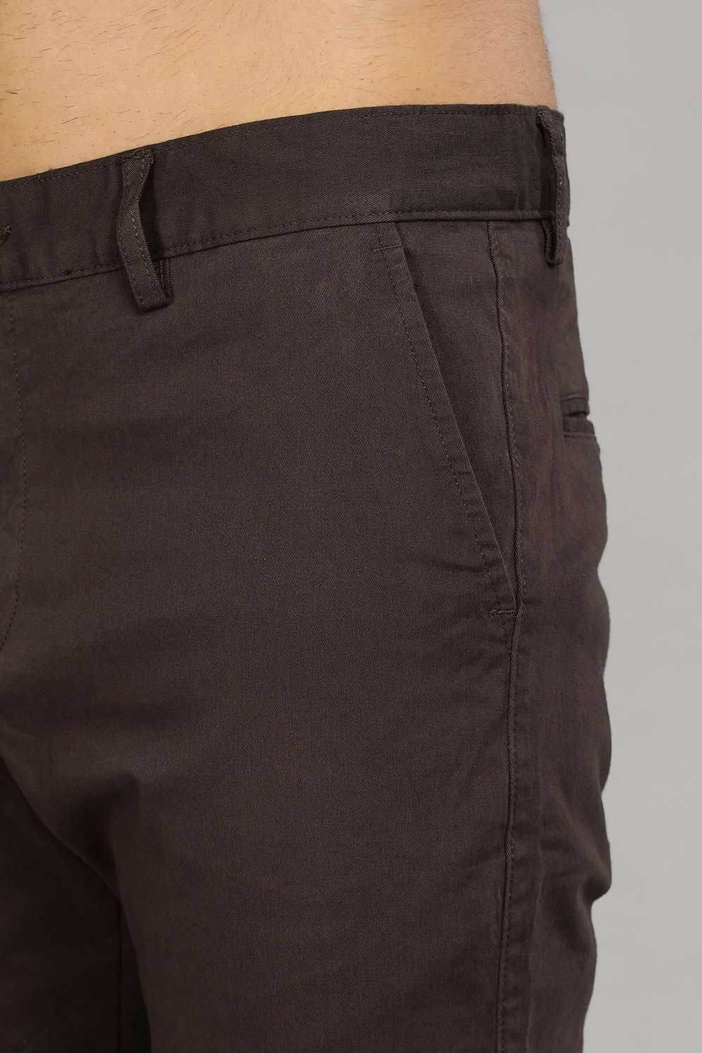 Enhance Men's Grey Cotton Stretch Trousers with Zipper Fly and Side Pockets – Office to Casual Wear - Dark Grey - R401 - Naidu Hall Family Store