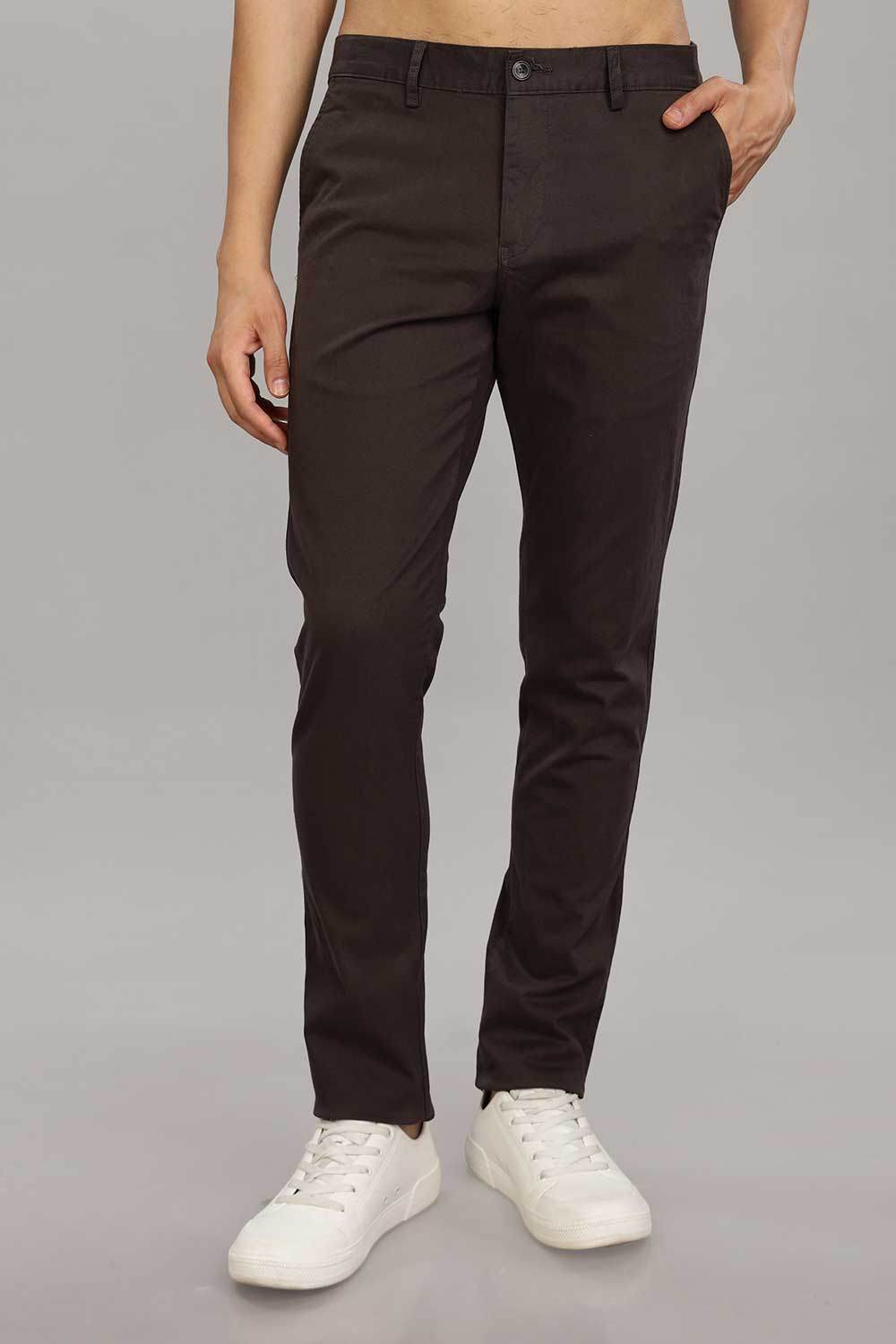 Enhance Men's Grey Cotton Stretch Trousers with Zipper Fly and Side Pockets – Office to Casual Wear - Dark Grey - R401 - Naidu Hall Family Store