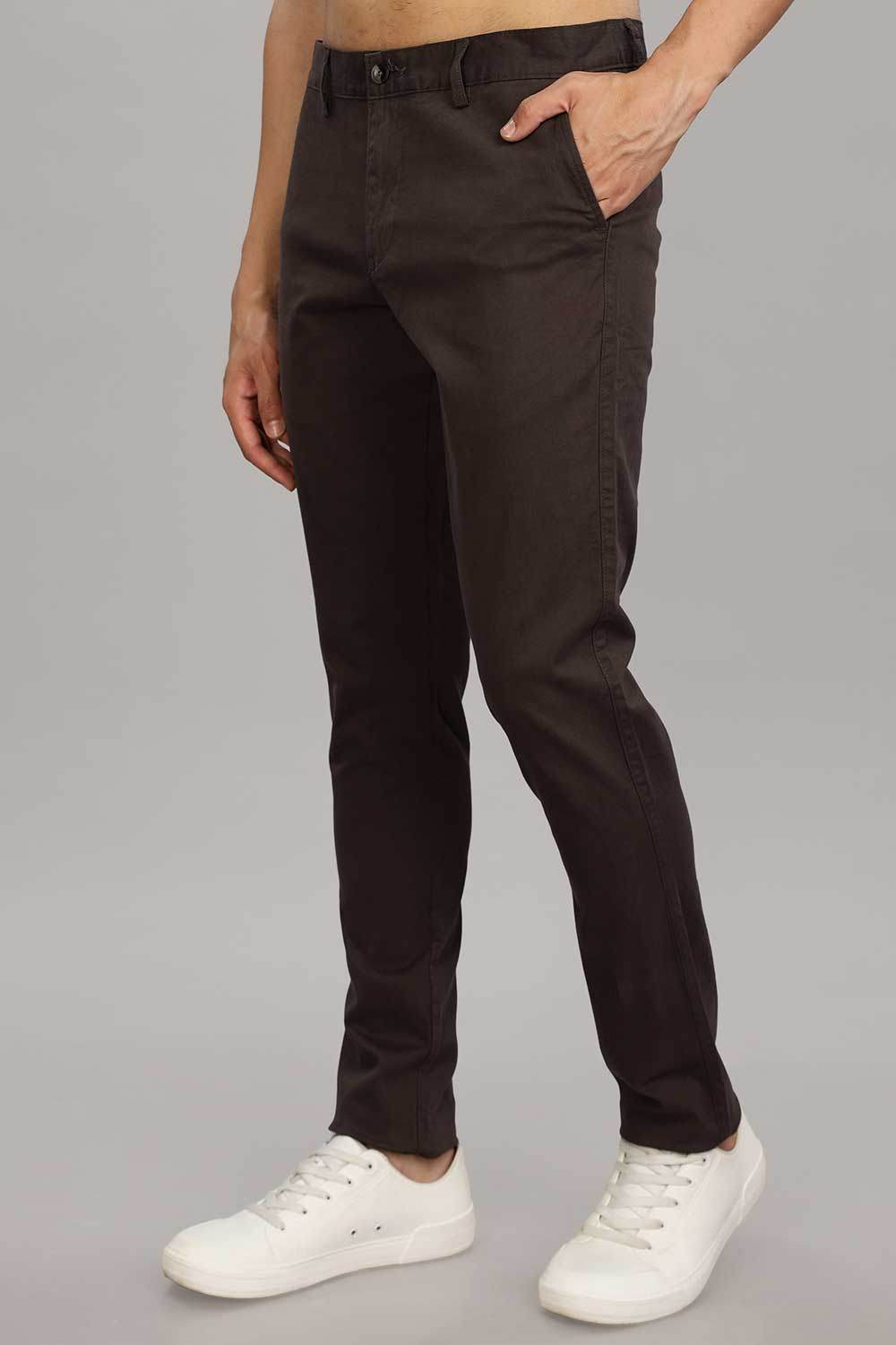 Enhance Men's Grey Cotton Stretch Trousers with Zipper Fly and Side Pockets – Office to Casual Wear - Dark Grey - R401 - Naidu Hall Family Store