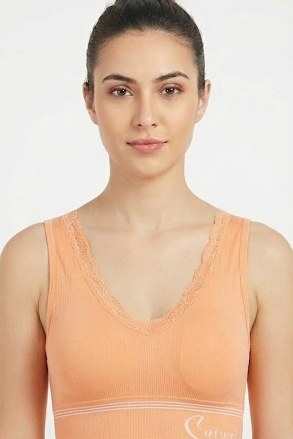 Teen Girls’ Full-Coverage Padded Sport Bra – Seamless, Sweat-Absorbent Crop-Slip Fit with High Waistband - 2041