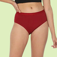 Red outer-elastic panties shown on a model