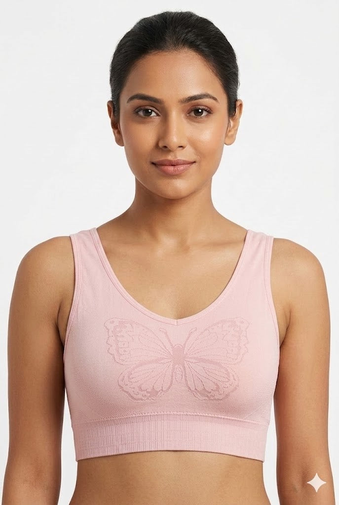 Seamless Padded Bra for Women – Full Coverage Cotton Blend Bra with Back Hook Closure | Wire-Free Everyday Comfort Bra - 10429
