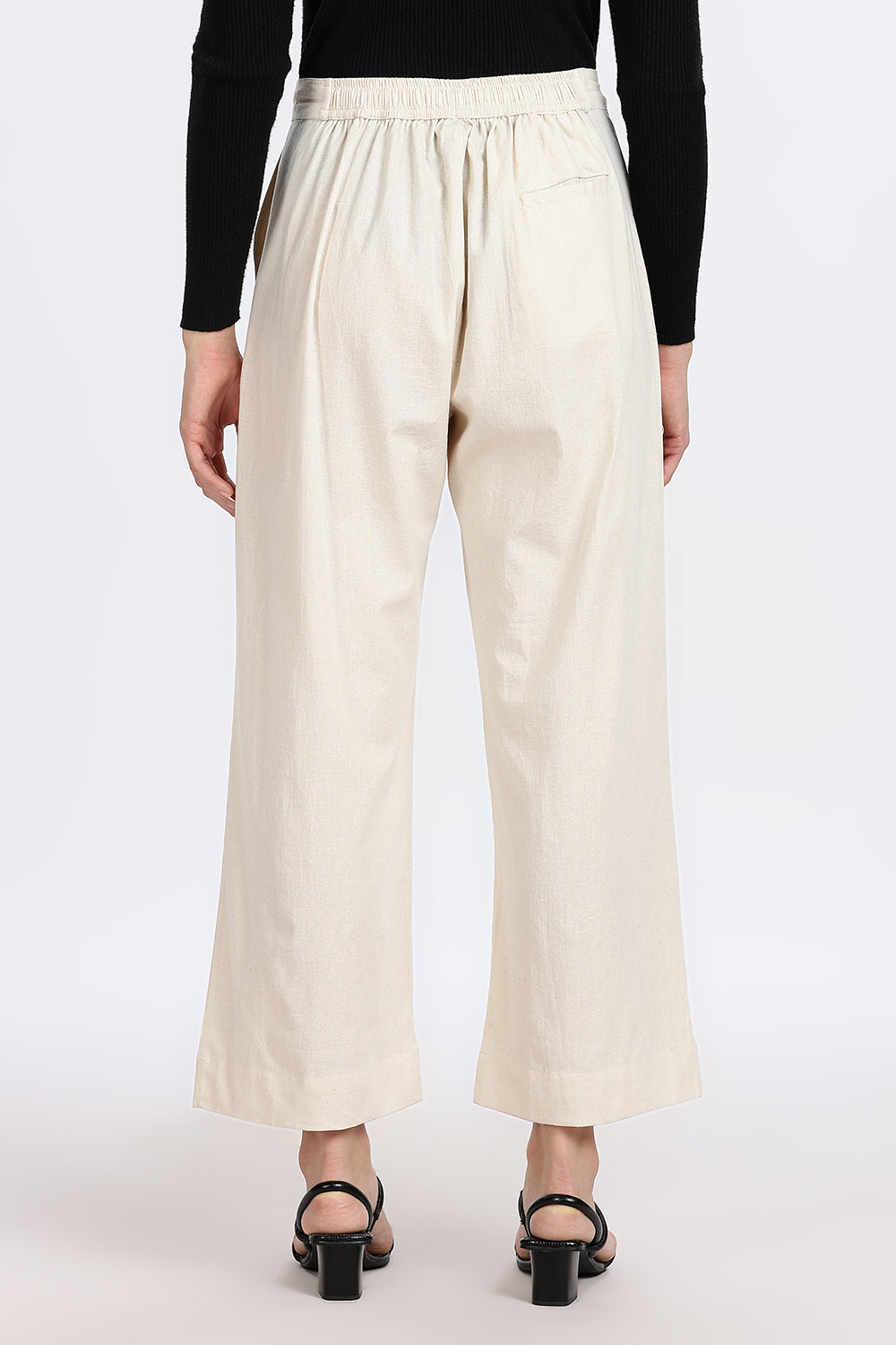 Mythri Women’s Straight Wide-Leg Pant – Cotton Blend Everyday Wear with Drawstring and Pockets | Comfortable & Elegant - TD02